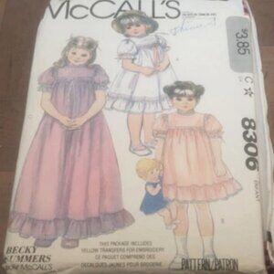 8306 Vintage McCalls SEWING Pattern Girls 1980s Dress Slip Beck Summers